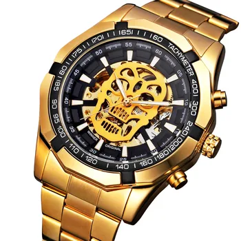NUGALĖTOJAS Nauji Laikrodžiai Vyrams Top Brand Prabangus Automatinis laikrodis Vyrų Black Pilnas Nerūdijančio Plieno Kaukolės Skeletas Laikrodis Relogio Masculino