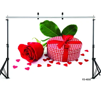Nuotrauka Backdrops Raudona Gėlė Dovana Širdis Individualų Fone Fotografijos Rekvizitai Mėgėjams Valentino Dieną Vestuvių Photobooth