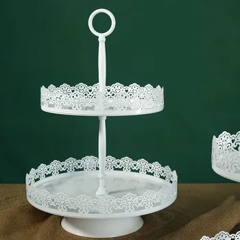 Nėriniai pusėje kaustytomis geležies tortas stovėti Europos vestuvių rekvizitai trijų sluoksnių užkandis stovėti Metalo tortas plokštė daugiasluoksnė, geležies lentynos 10vnt