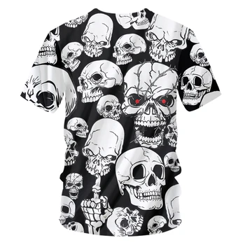 OGKB 3D White Skull Spausdinti Marškinėlius vyriški O-neck T Marškinėliai Vasarą Kokybės Teroro Trumpas Rankovės Hip-Hop Harajuku Negabaritinių-t-shirt Vyrai