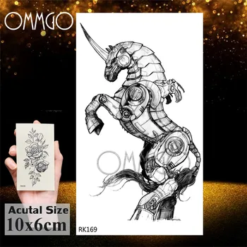 OMMGO Geometrinis Vienaragis Tatuiruotė Laikina Dinozaurų Delfinų Tatoos Knygą Vaikams Vandeniui Flash Akvarelė Zebra Tatuiruotė Lipdukas
