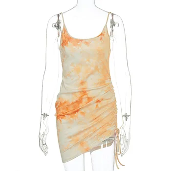 Oranžinė Be Rankovių Spageti Dirželis Seksualus Mažos Krūtinės Suknelė Moterims 2020 Naujas Mados Atsitiktinis Backless Raišteliu Mini Vasaros Suknelės
