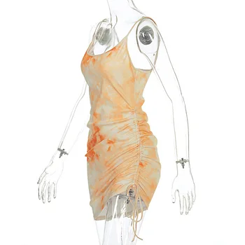 Oranžinė Be Rankovių Spageti Dirželis Seksualus Mažos Krūtinės Suknelė Moterims 2020 Naujas Mados Atsitiktinis Backless Raišteliu Mini Vasaros Suknelės