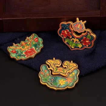Originalaus dizaino porceliano emalio spalvinga amatų Ruyi lock pendant Kinijos retro stiliaus žavesio vyrams ir moterims, sidabras juvelyrika