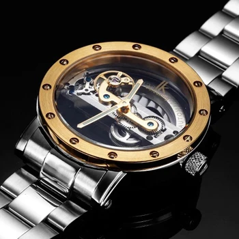 Originalus Tourbillon Mechaniniai laikrodžiai vyrams prabangos prekės ženklo verslo skeletas automatinis vyrų save vėjo reloj automatico de hombre