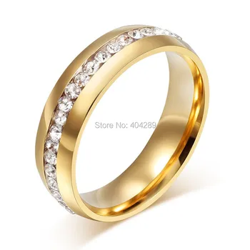 Paauksuoti kristalų vestuvių žiedai wome nerūdijančio plieno žiedas skatinimo nuolaida didmeninei