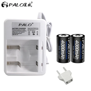Palo LED Indikatorius, Baterijos Kroviklis AA AAA Baterijų Įkroviklis AA/AAA/C/D Nimh Nicd Bateria +2vnt C Dydžio Nimh 4000mAh baterias
