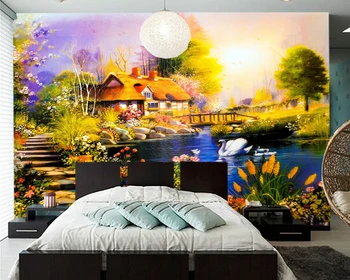 Papel de parede Aliejaus tapybai kraštovaizdžio 3d tapetai,gyvenamasis kambarys su sofa-lova, TV wall miegamojo sienos dokumentų namų dekoro restoranas freskos