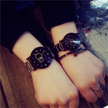 Paprasta Retro Harajuku Studentų Vyrų, Moterų Kvarcas Nerūdijančio Plieno žiūrėti Mada Pora laikrodžiai