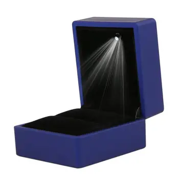 Papuošalų Dėžutė LED Apšviesta Auskarai Žiedą Dovanų Dėžutė Vestuvių Žiedas, Papuošalų Ekranas Papuošalų Organizatorius Saugojimo Dalyvavimo Juoda/Mėlyna