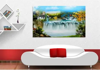 Pasirinktinius nuotraukų 3d tapetai, neaustiniai freskos krioklys paukštis, medis, kalnas 3d sienų freskomis tapetų sienos, 3 d dekoravimas, tapyba