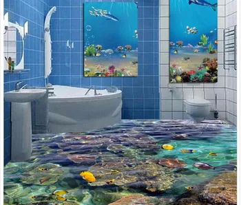 Pasirinktinius Nuotraukų Grindų 3D Tapetai Šiuolaikinės Dailės Freskos-3d PVC Tapetai lipnios Aukšte Tapetai-3d Originalus Jūros Koralų Atogrąžų F