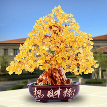 Pasisekė Pinigų Kristalų Pasisekė Medžių Likimo Turto Kinijos Aukso Namų Biuro Apdailos Amatų Darbalaukio Ornamentu Stalo Amatų