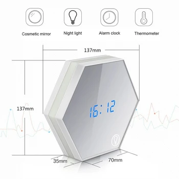 Patvarus Daugiafunkcinis Skaitmeninis LED Stalo Laikrodžiai Veidrodėliai Skaitmeninis Displėjus, Elektrinius žadintuvus Šviesą skleidžiantys