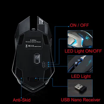 Pelės Inalambrico Usb Sem Fio Įkrovimo X7 Belaidžio Silent LED Apšvietimu USB Optinė Ergonomiška Žaidimų Pelė**