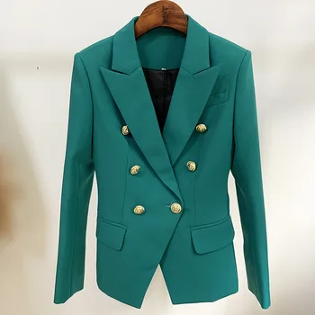 Plius dydis moterų kostiumas striukė, aukštos kokybės 2020 naujas metalo dvieiliai slim ponios švarkas Profesinės biuro paltą Moteris