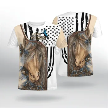 PLstar Kosmosas Meilės Arklių 3D Atspausdintas t-shirt Harajuku Streetwear T shirts Juokinga Gyvūnų Vyrų, Moterų trumpomis Rankovėmis 04