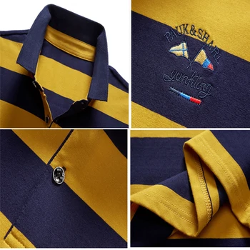 Polo marškinėliai vyrams pavasarį, rudenį nauji aukštos kokybės vyriškos ilgos rankovės siūlės siuvinėjimo juostelėmis Vyrų Verslo atsitiktinis polo shirt8858
