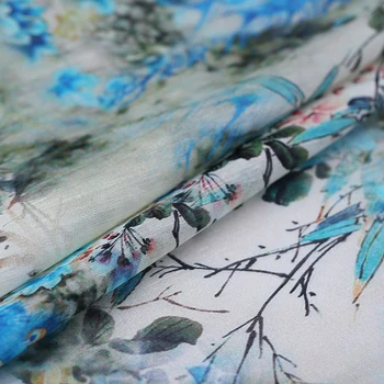 Povas skaitmeninis rašalinis šilko, lino audinio suknelė cheongsam šilko audinys natūralus lininis audinys didmeninė drobulę 140cm