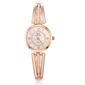 Prabangių Laikrodžių Moterų Laikrodžiai Mados Ponios Žiūrėti Moterų Laikrodžiai Crystal Rose Gold Nerūdijančio Plieno Suknelė Laikrodis Relogio Feminino