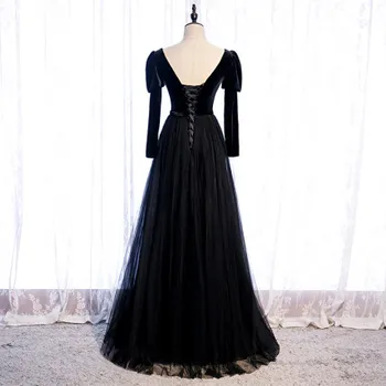 Prabangių senovinių karalienė ilgai burbulas rankovėmis juoda suknelė suknelė princesė viduramžių suknelė Renesanso suknelė karalienės Viktorijos Kamuolys