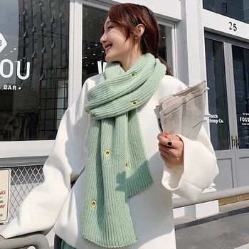 Prekės šalikas Avokado šalikas moterų žiemos korėjiečių Leidimas, mezgimo universalus sutirštės šiltas studentų skara ins mergina rudenį žieminiai kombinezonai su Antkrūtiniais