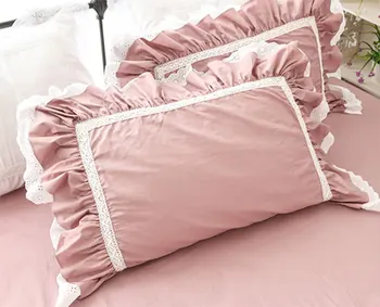 Princesė grynos spalvos nėrinių patalynės komplektas,medvilnės twin visą karalienė, karalius,vienas dvigubas, namų tekstilės pagalvės užvalkalą antklodė padengti lova sijonas