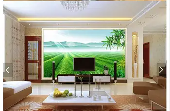 Pritaikyti 3d foto tapetai, 3d sienų freskomis tapetai Arbatos sodas bambuko kraštovaizdžio paveikslų sienos, popieriaus, kambario, apdailos