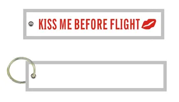 Pritaikyti Tuščią Kiss Me Iki Skrydžio Lūpų Audinio, Siuvinėjimo Aviacijos Piloto Key Chain Ruoželiniu +Žiedas