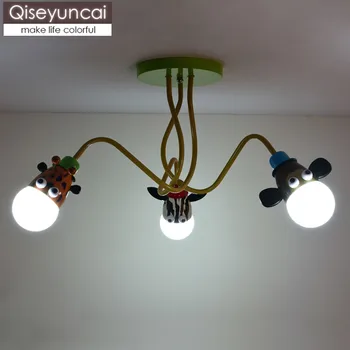 Qiseyuncai Vaikų kambario lempos kūrybos gyvūnų mielas led lubų šviestuvas berniukas mergaitė kambarys animacinių filmų lempos vaikas miegamojo lempa