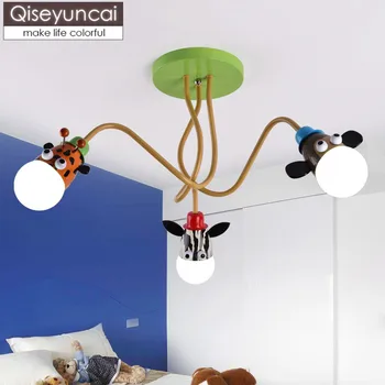Qiseyuncai Vaikų kambario lempos kūrybos gyvūnų mielas led lubų šviestuvas berniukas mergaitė kambarys animacinių filmų lempos vaikas miegamojo lempa