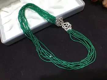 Rankomis rišti dvigubo panaudojimo 8-9mm baltos spalvos gėlavandenių perlų vėrinį žalias stiklas daugiasluoksnės 95cm ilgio megztinis grandinės bižuterijos