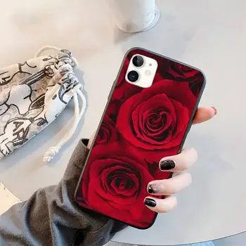 Raudona mėlyna rožė meilės estetikos tapyba dovana funda coque korpuso dangtelį Telefoną Atveju iPhone11 12 pro X SE 2020 m.