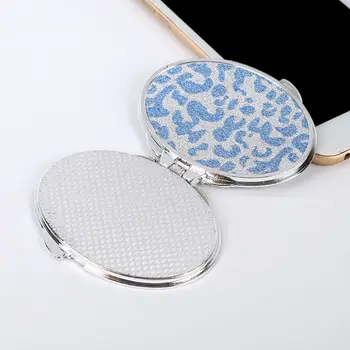 Raundas Blizgučiai Mini Pocket Veidrodis Makiažas Kompaktiškas, Sulankstomas Dvivietis Dual Pusėje Atsitiktinai