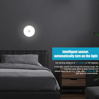 Raundas Namų LED Naktį, Šviesos, Judesio Jutiklis Dovana Spinta Miegamajame USB Įkrovimo Sienos Pagal Kabineto Virtuvės Magnetinio Adsorbcijos
