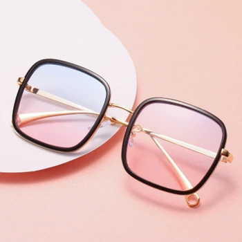 Retro aikštėje anti-mėlyna akinius moterų 2020 m. skaidraus lęšio akiniai vyrų negabaritinių skaidrūs akiniai rėmeliai derliaus lydinio akiniai