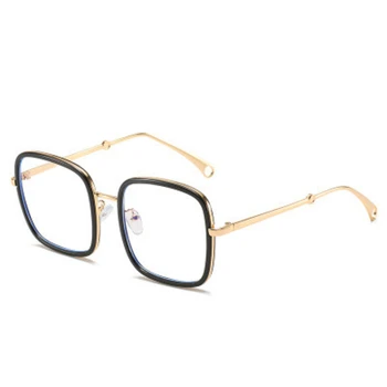 Retro aikštėje anti-mėlyna akinius moterų 2020 m. skaidraus lęšio akiniai vyrų negabaritinių skaidrūs akiniai rėmeliai derliaus lydinio akiniai