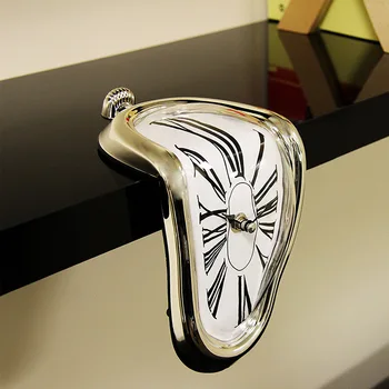 Retro plastikų sieninis laikrodis kūrybos twist romos skaitmeninis laikrodis kambarį asmenybės ramioje išlydyti modernaus dizaino sieninis laikrodis