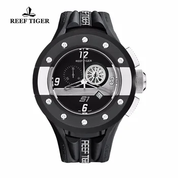 Rifas Tigras/RT Kvarco Sporto Laikrodžiai prietaisų Skydelio Ciferblatas Gumos Dirželis Žiūrėti Nerūdijančio Plieno laikrodis su Data RGA3027