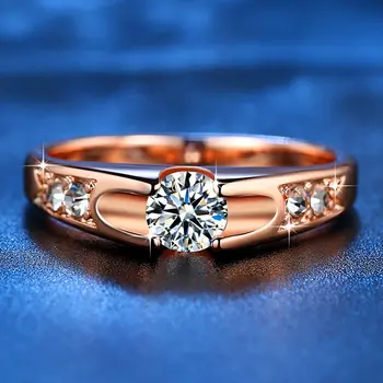 Rose Aukso Spalvos Asamblėjos Anel Feminino Bijoux Aneis 0.5 Ct Vestuvinis Žiedas Zirconia Juvelyrika, Žiedai