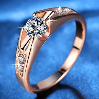 Rose Aukso Spalvos Asamblėjos Anel Feminino Bijoux Aneis 0.5 Ct Vestuvinis Žiedas Zirconia Juvelyrika, Žiedai