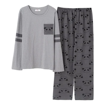 Rudens-Žiemos Vyrų Medvilnės Pižama Laišką Juostelės Sleepwear Animacinių filmų Pajama Komplektai Atsitiktinis Lounge Kostiumai Pižamos Plius Dydis 3XL Pijama