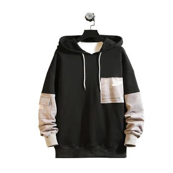 Rudenį ir žiemą naujas hoodies Japonijos retro tendencija Medvilnės didelio dydžio streetwear gobtuvu kailio vyras palaidinės Juoda