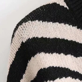 Rudenį, Žiemą Moterys, susagstomi megztiniai Megztinis 2020 Naujų Zebra Stripes Spausdinti Šiltas Megztinis Atsitiktinis O-kaklo, ilgomis Rankovėmis Moteriška Elegantiškas Outwear