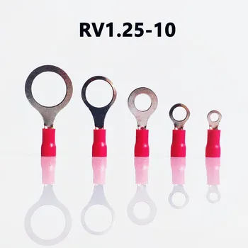 RV1.25-10 RAUDONOS spalvos Žiedas izoliuoti terminalo kostiumas Kabelis Laido Jungties kabelio Fiksavimo Terminalo 100VNT/Pak nemokamas pristatymas