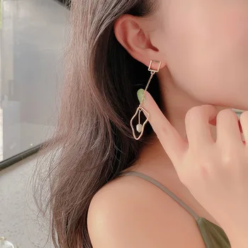 S925 korėjos asmenybės geometrinis nesimetriškas auskarai, ilgai kutais paprastų moterų auskarai 