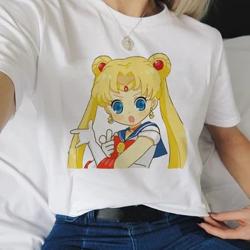 Sailor Moon Usagi Harajuku Kawaii Animacinių filmų Marškinėliai Moterims Cute Kačių Anime Marškinėlius Mados Ullzang Marškinėlius 90s Grafinis Viršuje Tees Moteris