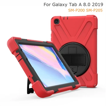 Samsung Galaxy Tab 8.0 2019 S Parkeris Už P200 P205 Sunkiųjų Šarvų Ranką, Petį Atveju Vaikai Hibridas Atsparus Smūgiams Stovo Dangtelis