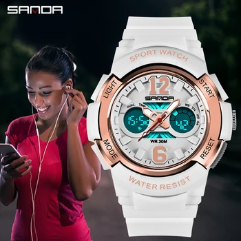 SANDA Moterų Laikrodžiai Sporto Vyrų Laikrodžiai Vandeniui Šviesos Žiūrėti Signalą Sustoti Žiūrėti Relogio Feminino Skaitmeninis Žiūrėti Reloj Mujer