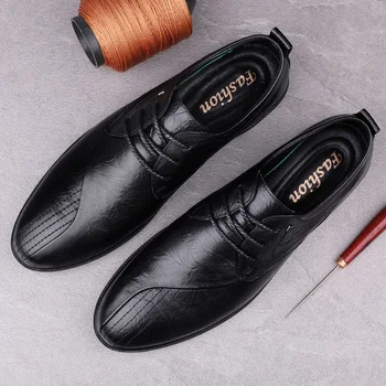 Sapatos vyrų odos laisvalaikio casuales pardavimo žmogaus de zapatos black Mens cuero informales batų mados, vyrai sporto pavasario sapato